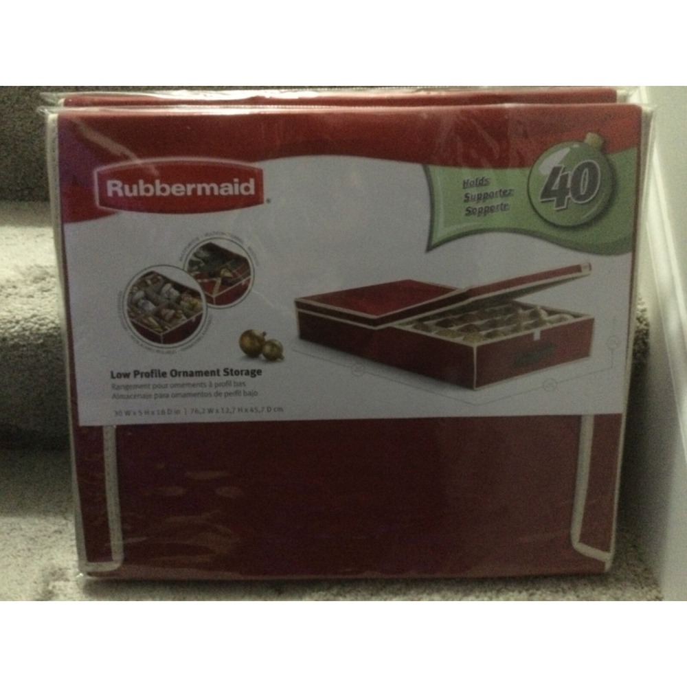 NEW Genuine Rubbermaid Low Profile Holiday Ornament Red Storage Container (A)